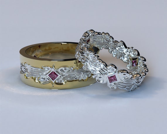 His and hers ruby best sale rings