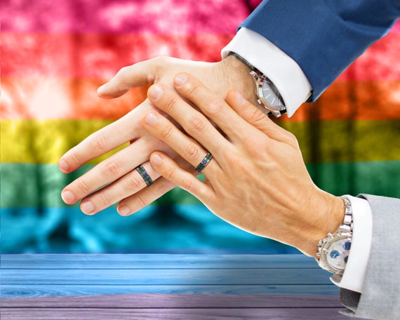 Black gold and sapphire wedding rings deals