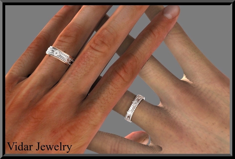 His and Hers Wedding Bands Matching Wedding Bands Set Unique Etsy