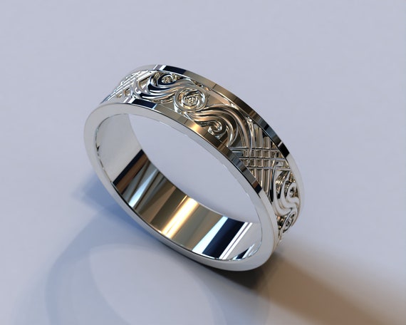 Mens filigree wedding band deals