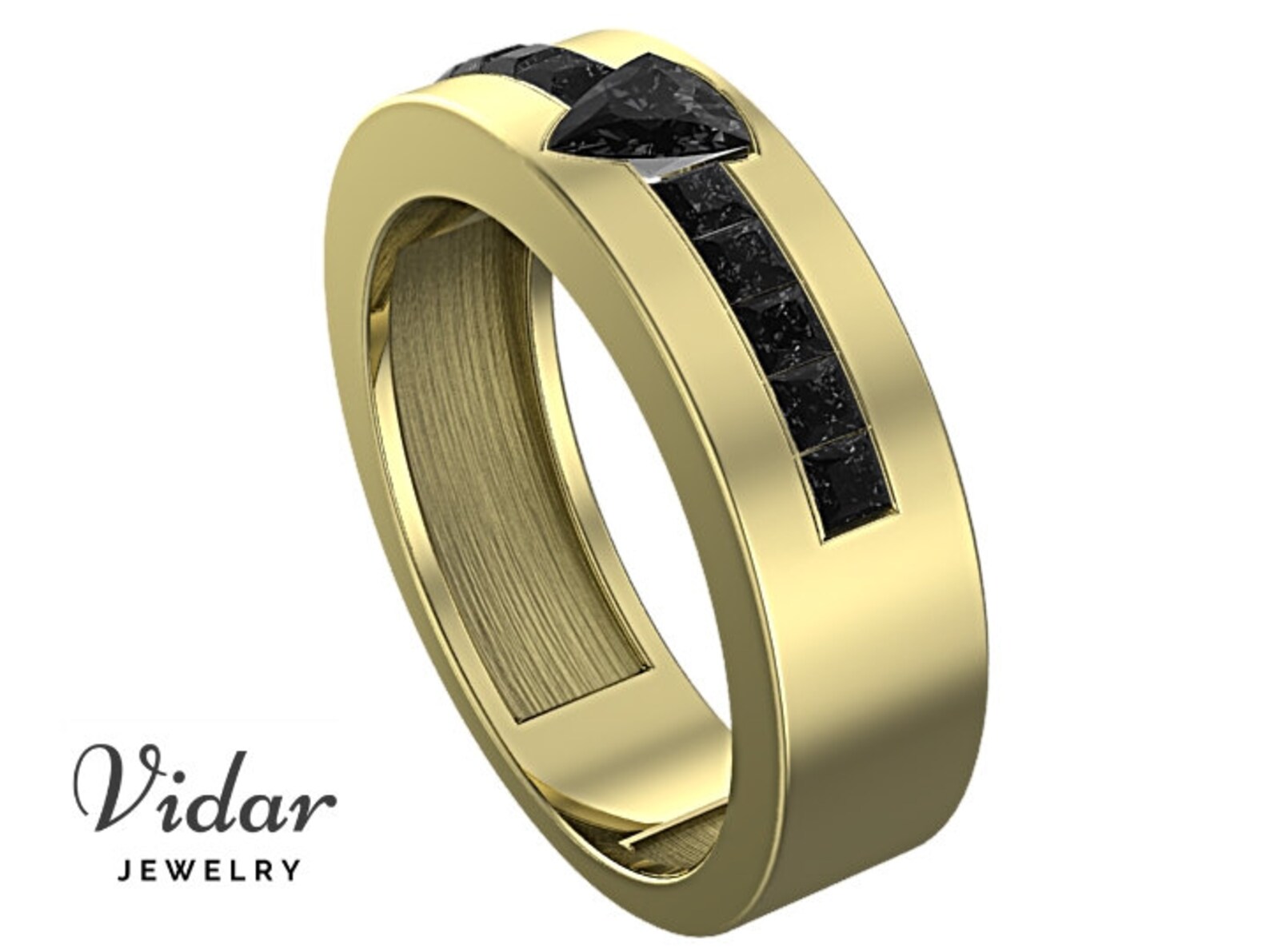 Men Wedding BandUnique RingTrillion Cut Diamon RingBlack Etsy