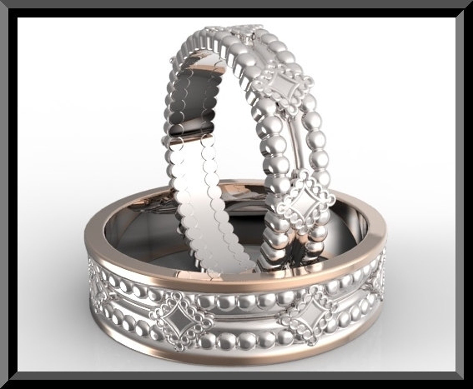 His and Hers Wedding Bands Matching Wedding Bands Set Unique Etsy