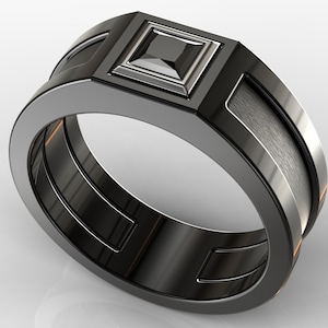 Mens Black Wedding Band / Dark Wedding Band / Black Diamond Mens Ring / Mens Black Gold Wedding Band / Unique Wedding Ring / Mens Black Band