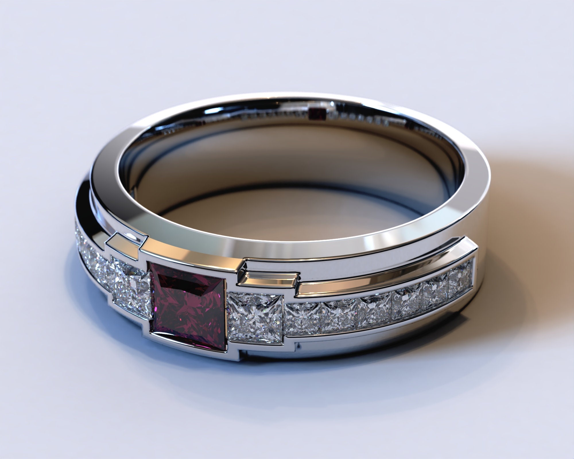 Mens ruby and diamond wedding band sale