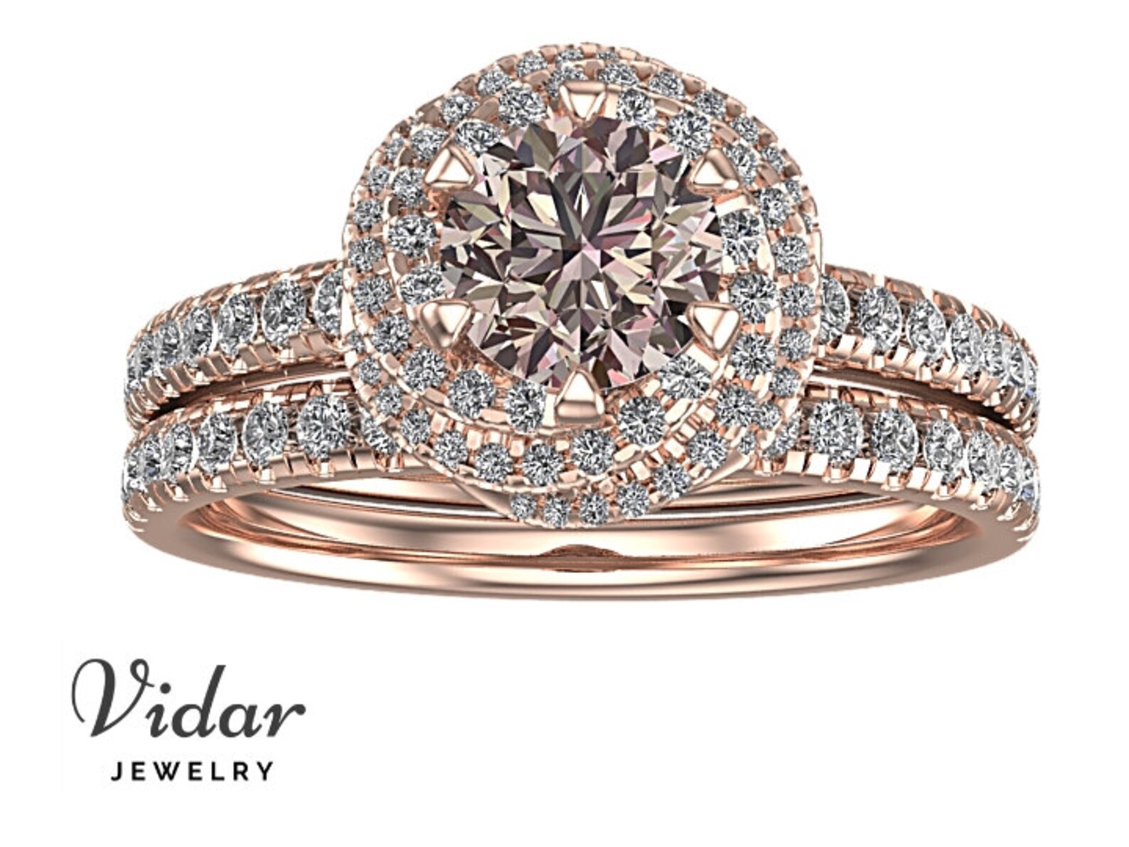 Pink Diamond Wedding Ring SetRose gold Engagement Ring Etsy