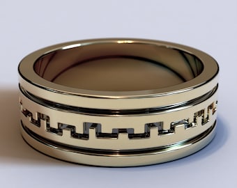 14K Gold Engraved Ring For Men / Gold Rings For Men / Men Wedding Ring / Men's Wedding Band Unique / Masculine Rings / Engraved Wedding Band