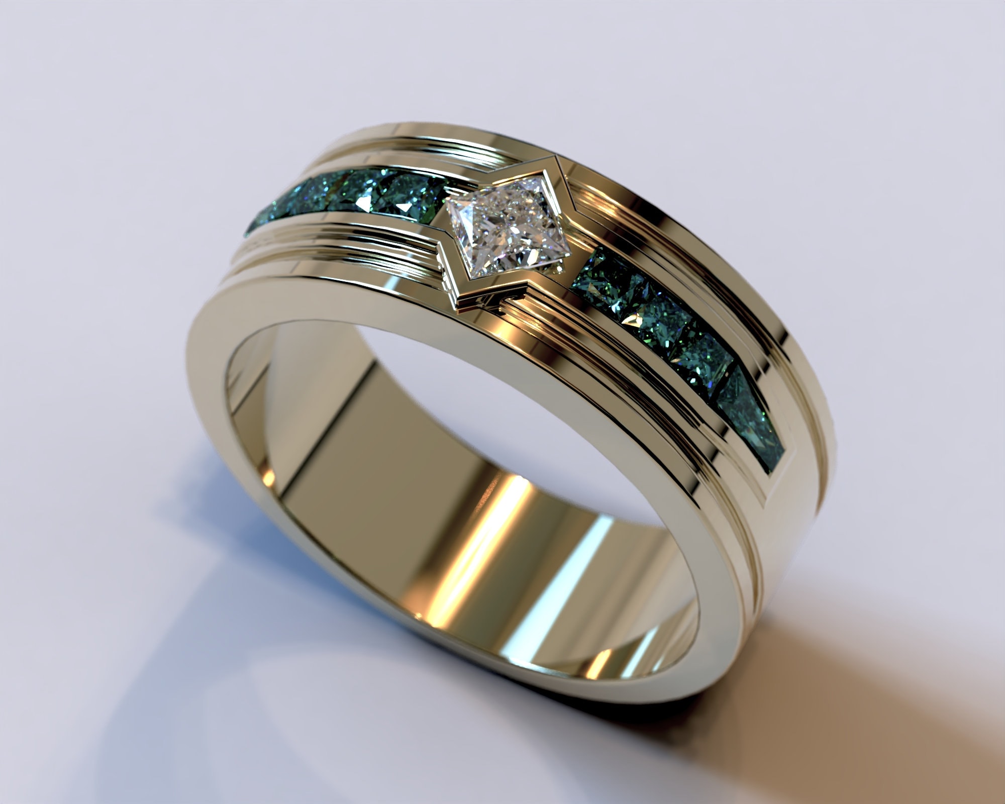 Pompeii3 1 Ct T.w. Blue & White Diamond Mens Wedding Ring 5-stone  Anniversary White Gold : Target