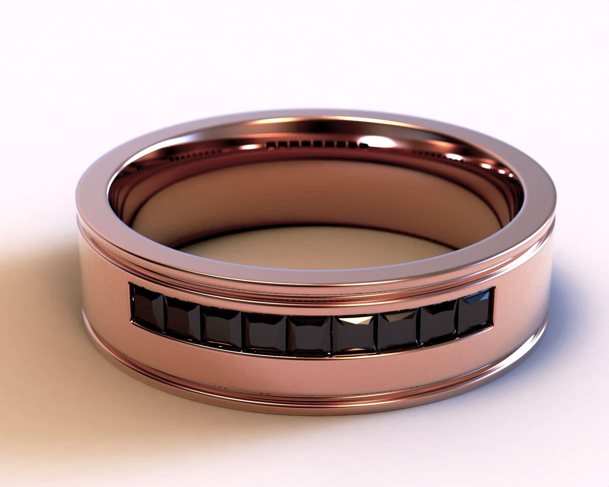 Mens rose gold and hotsell black diamond wedding band