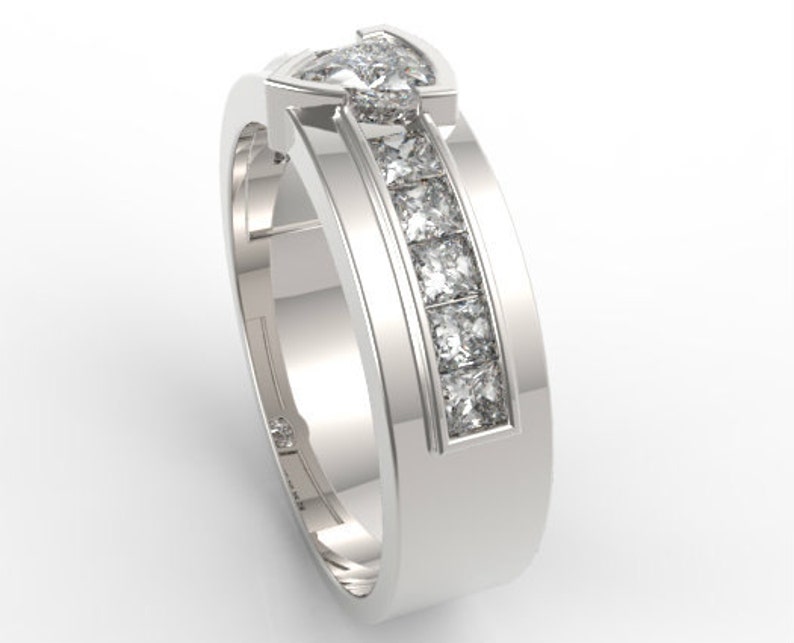 Mens Diamond Ring Diamond Wedding Ring Unique Mens Wedding Etsy