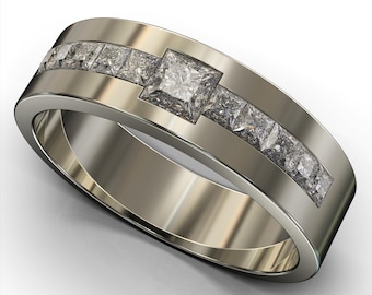 Weißgold Ehering / Diamant Ehering / Minimalistischer Ehering / Herrenring Diamant / Diamant Ehering