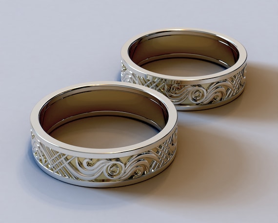 Two Tone Wedding Band Set Minimalist Diamond Band Unique