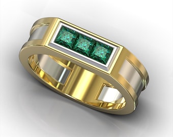 Emerald Wedding Band Woman / Woman Emerald Ring / Woman Gold Ring / Emerald Woman Wedding Band / Woman Wedding Band