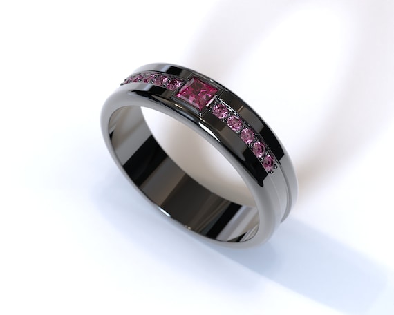 Ruby Wedding Band Mens Ruby Ring Square Ruby Ring Black Gold Ruby Band Mens Black Gold Ring Ruby Wedding Band for Men Ruby Ring Etsy Canada