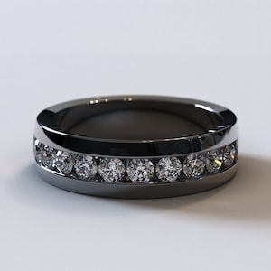 Black Gold Mens Wedding Band / Unique Diamond Wedding Ring / Channel Wedding Ring / Round Brilliant Diamond Mens Ring / Handcrafted Men Band