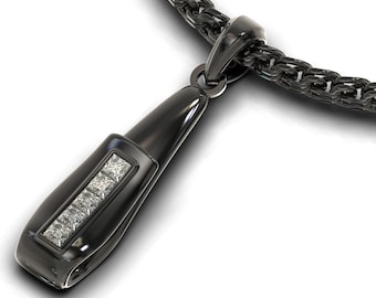 Bar Necklace / Mens Bar Necklace / Diamond Pendant Men / Black Pendant Men / Unique Gifts For Men / Birthday Gift For Men / Gifts For Him