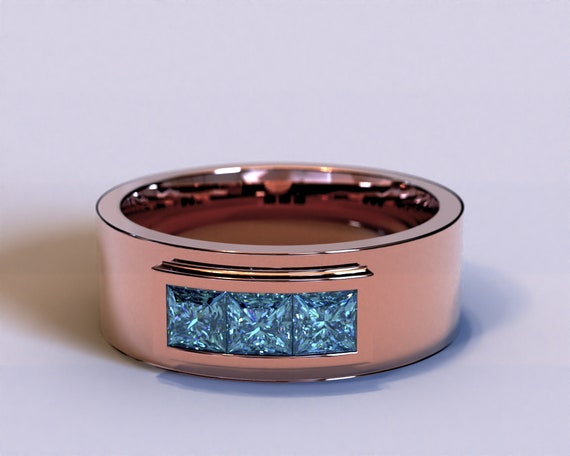 Aquamarine mens wedding band store