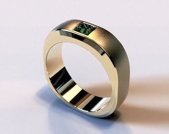 Herren Smaragd Ring / Ehering Smaragd / Herren Smaragd Ehering / 14K Gold Herrenring / Ehering Gold / Ehering Gold