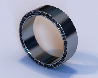 Herren Ehering / Schwarzer Diamant Ehering / Schwarz Gold Ehering / Einzigartiger Ehering / Einzigartiger Ehering