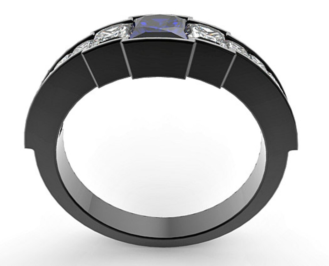 Black Gold Diamond wedding Ring For A WomenUnique Blue Etsy