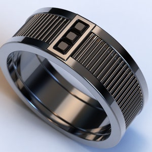Mens Black Wedding Band / Sleek Wedding Ring For Men / Black Diamond Wedding Band / Mens Black Gold Band / Unique Wedding Ring / Mens Band