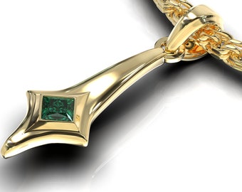 Emerald Neckalce Men / Necklace Men / Gemstone Necklace / Gemstone Pendant / Gold Charm Necklace / Gold Chain Men / Gifts For Him