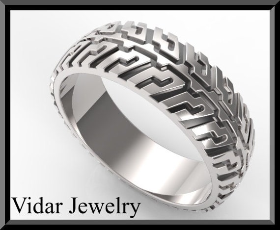 Tire Tread Wedding Band In 925 Sterling Silver Wedding Etsy