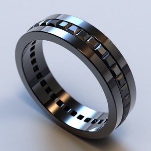 Black Gold Black Diamond Mens Wedding Band / Dark Wedding Band / Masculine Wedding Band / Unique Mens Wedding Band / Square Black Diamond