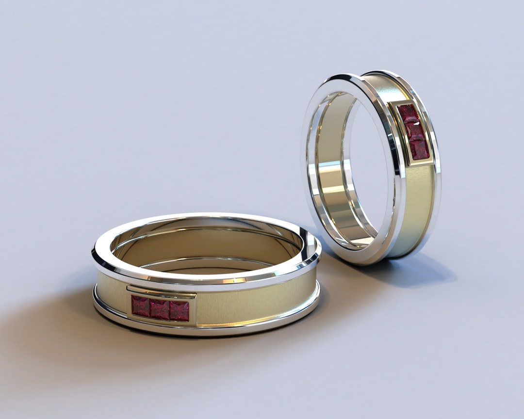 Ruby His and Hers Wedding Bands / Made to Order Rings / Custom Rings ...
