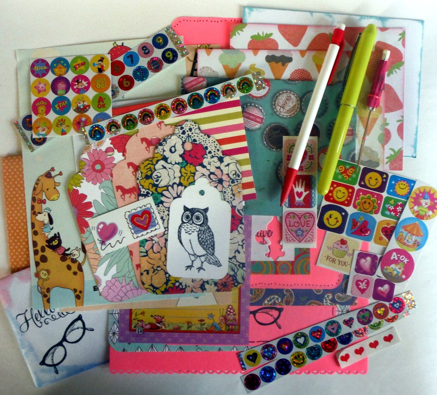 Random snail mail pen pal grab bag kit, awesome teen, tween, or geek girl g...