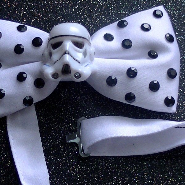 Star Wars Stormtrooper Black and White Bow tie - Rhinestoned, Jeweled, Costume, Dress up, Weddings, Fancy Dress, Halloween and more!