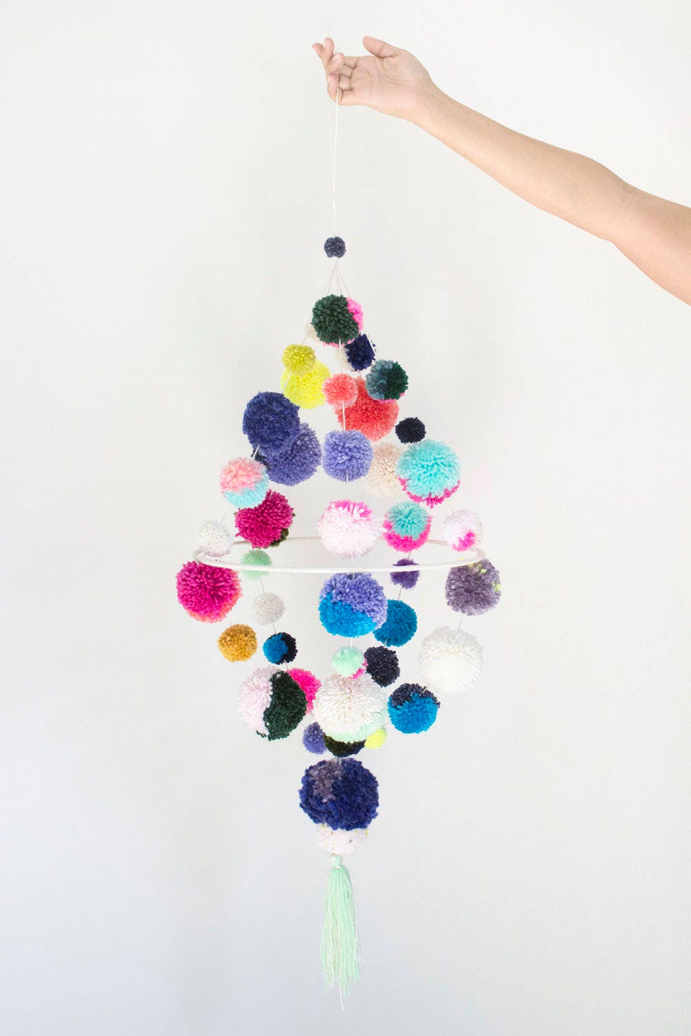 Colorful Large Pom Mobile/Chandelier in Multicolor