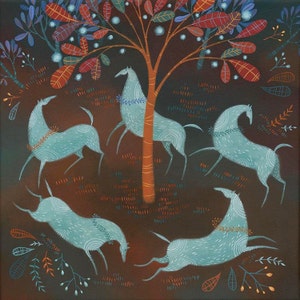 Woodland Carousing.  Open edition Giclee print by Tracie Grimwood.