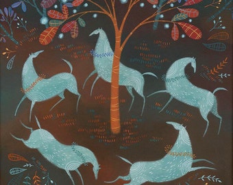 Woodland Carousing.  Open edition Giclee print by Tracie Grimwood.