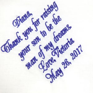 Mother of the Groom Handkerchief, Wedding Handkerchief, Mother of the Groom Gift, Embroidered Handkerchief, Personalized Handkerchief