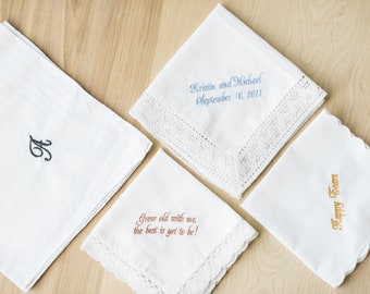 Design Your Own Embroidered Handkerchief, Custom Embroidered Handkerchief For Weddings, Handkerchiefs For The Entire Bridal Party