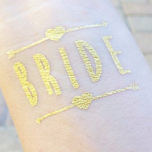 Bride Tattoo, Bachelorette Party Tattoo, Hen Party Tattoo, Bride Tribe Tattoos, Tattoos For Your Bridesmaids, Gifts For Her, Gold Tattoo