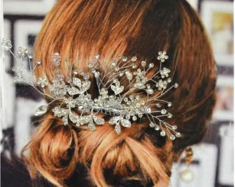 Venice Bridal Hair Comb, Wedding Hair Comb, Pearl and Crystal Hair Comb, Wedding Hair Accessories, Floral Bridal Headpiece