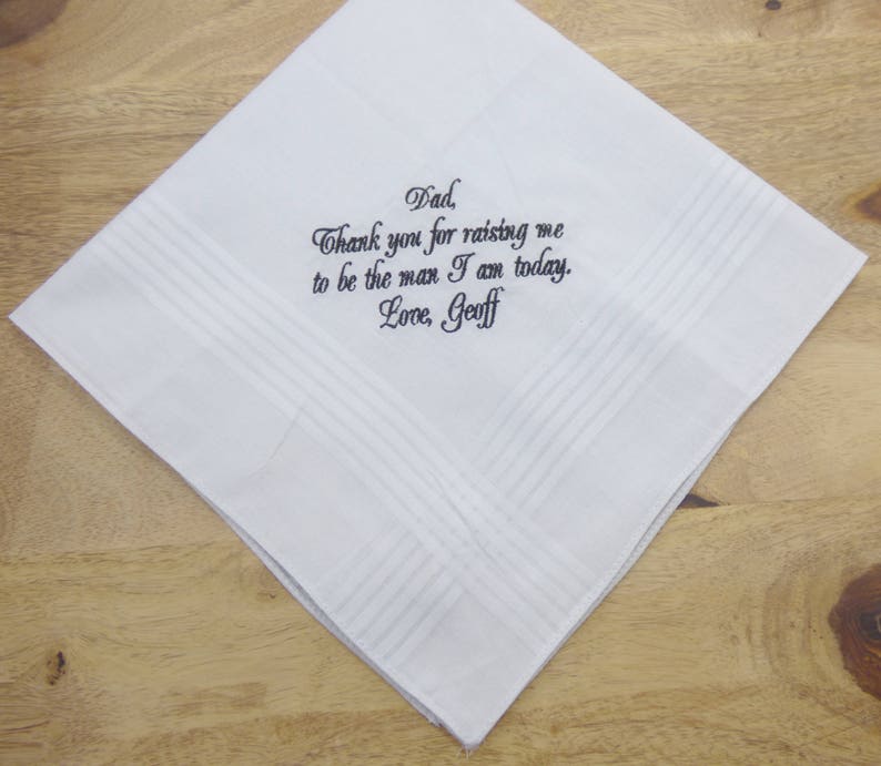 Personalized Father of the Groom Handkerchief, Father of the Groom Gift From The Groom, Gift From Groom To Father On Wedding Day image 3