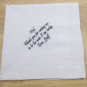Personalized Father of the Groom Handkerchief, Father of the Groom Gift From The Groom, Gift From Groom To Father On Wedding Day image 2