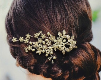 Versailles Bridal Hair Comb, Wedding Hair Comb, Pearl and Crystal Hair Comb, Wedding Hair Accessories, Floral Bridal Headpiece
