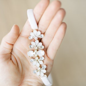 Modern White Velvet Bridal Garter, Fan Rhinestone Dainty Bridal Garter, Petite Garter For The Bride To Be, Unique and Luxurious Garter