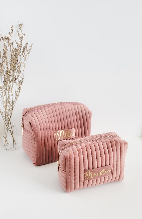 Quilted Makeup Personalised Velvet Makeup Bag Personalized Velvet