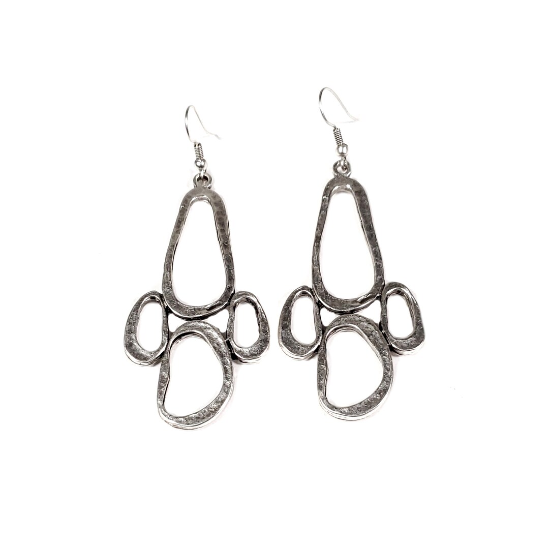 Hand Made Hammered Pewter Earrings Plated in 925 Silver Etsy UK