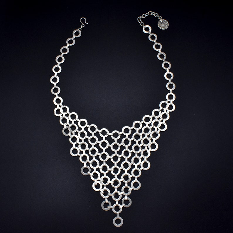 Hand Made Boho, Ethnic, Tribal Pewter V Shape Chainmail Necklace Plated ...