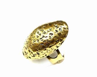 Handmade Oxidized Bronze Plated Brass Ring, Adjustable