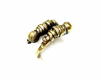 Handmade Oxidized Bronze Plated Brass Ring, Adjustable