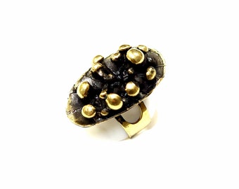 Handmade Oxidized Bronze Plated Brass Ring, Adjustable