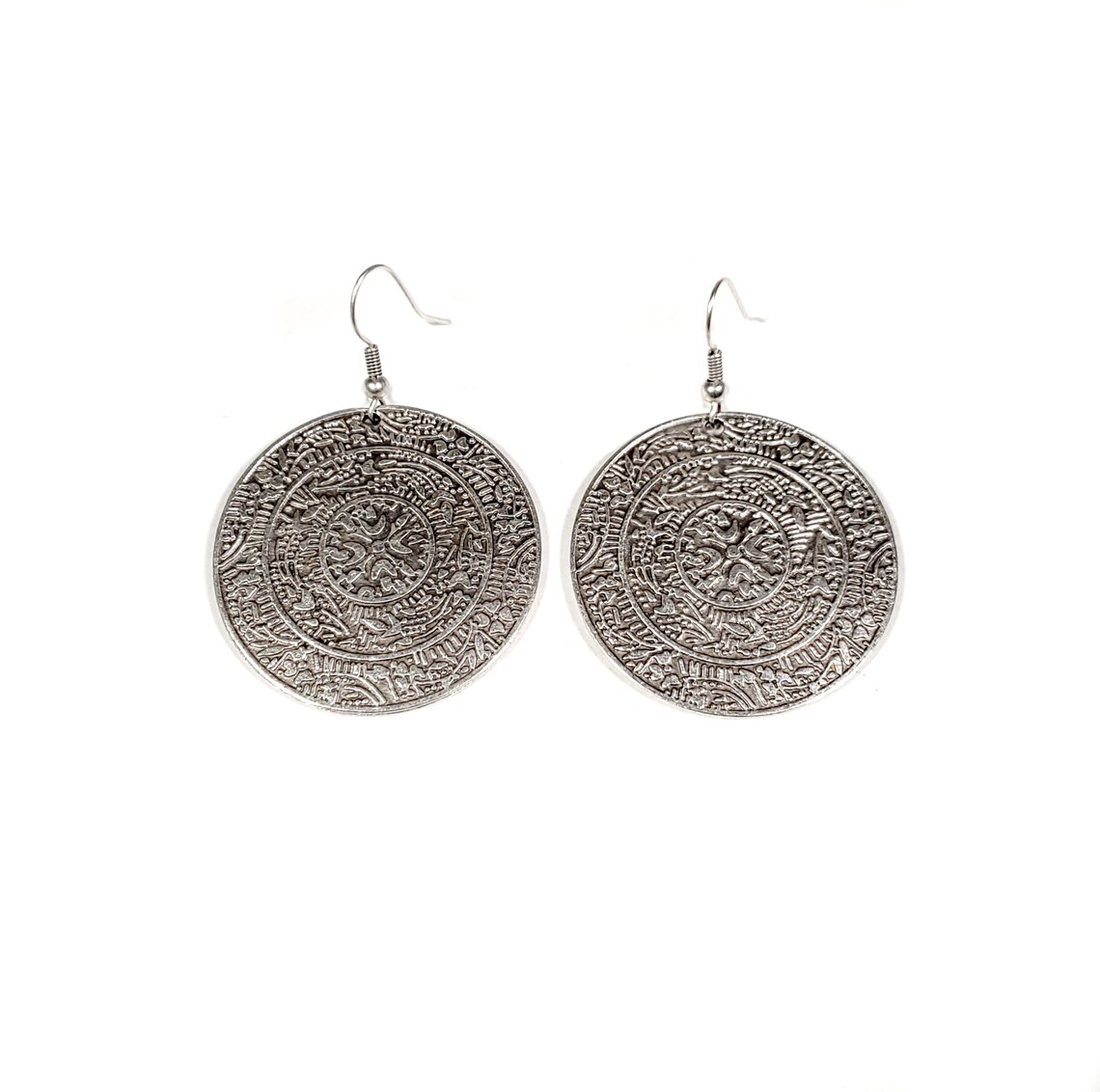 Hand Made Bohemian Pewter Earrings Plated in 925 Silver, Nickel Free ...