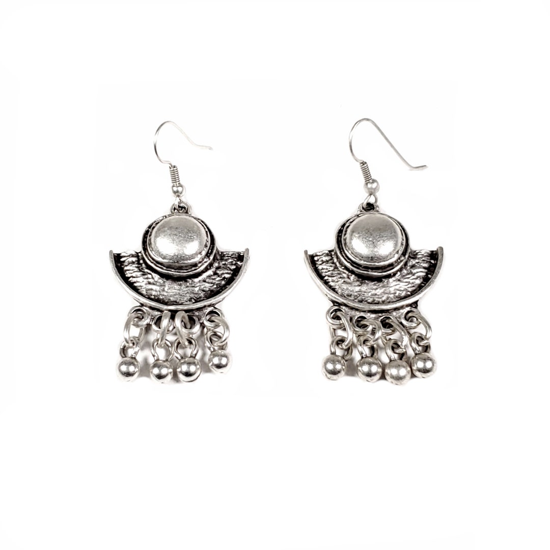 Hand Made Bohemian Pewter Earrings Plated in 925 Silver, Nickel Free