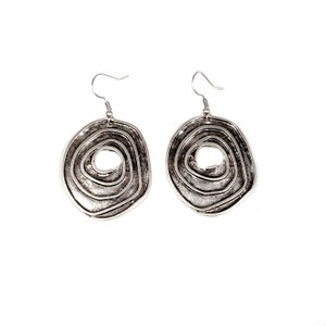 Hand Made Bohemian Pewter Earrings Plated in 925 Silver, Nickel Free & Hypoallergenic! Sku ALL-3267